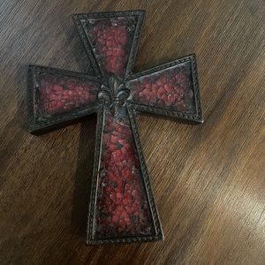 Crackled glass cross decor